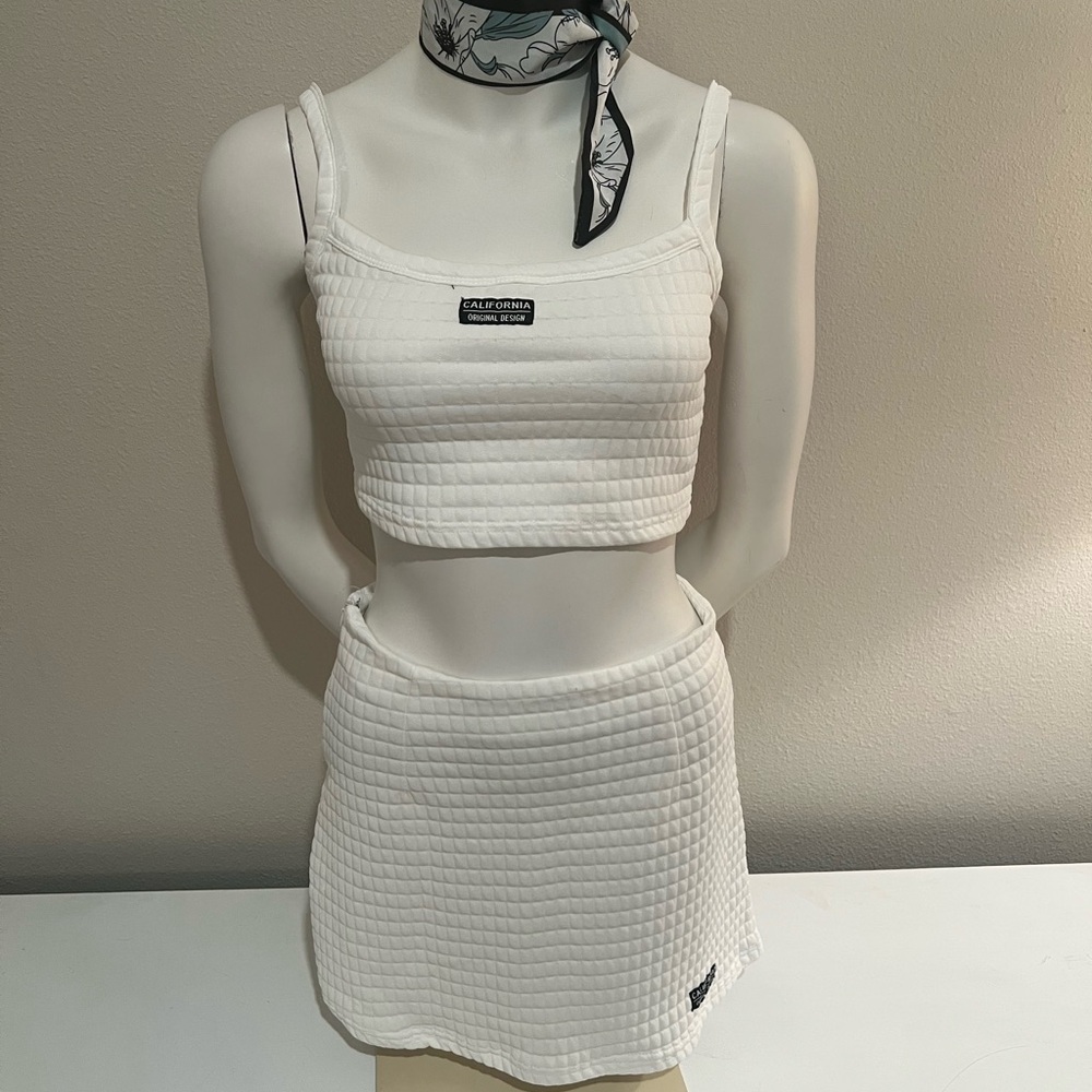 White Quilted Skirt Set